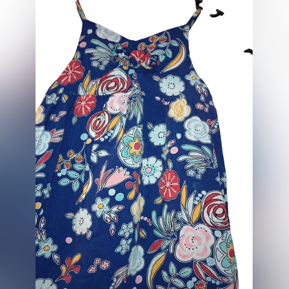 Genuine kids, from Oshkosh, 2t blue floral button up spaghetti strap sun dress - Picture 3 of 5